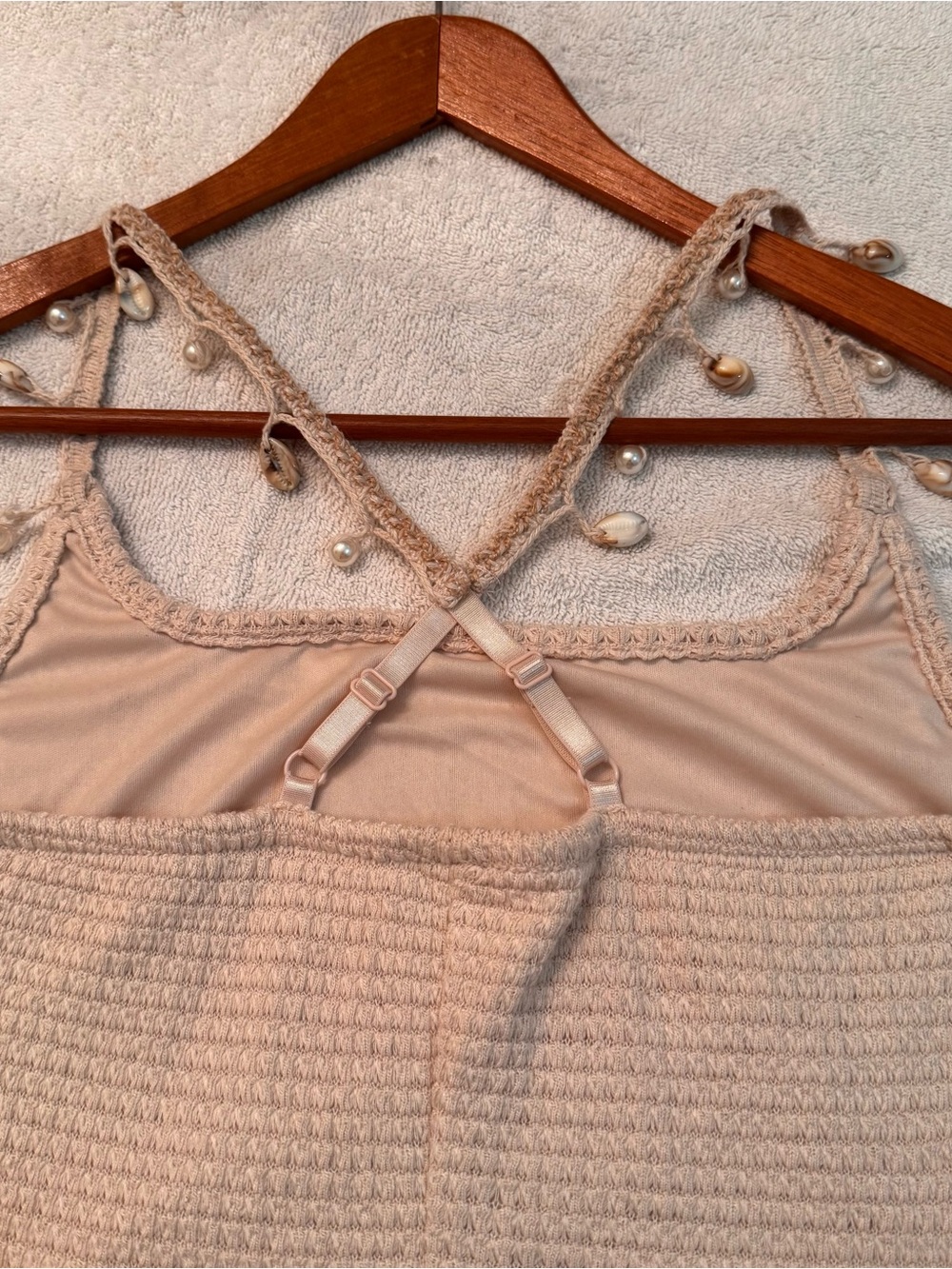 Wild fables Women’s Beige Textured Cami with Decorative Straps